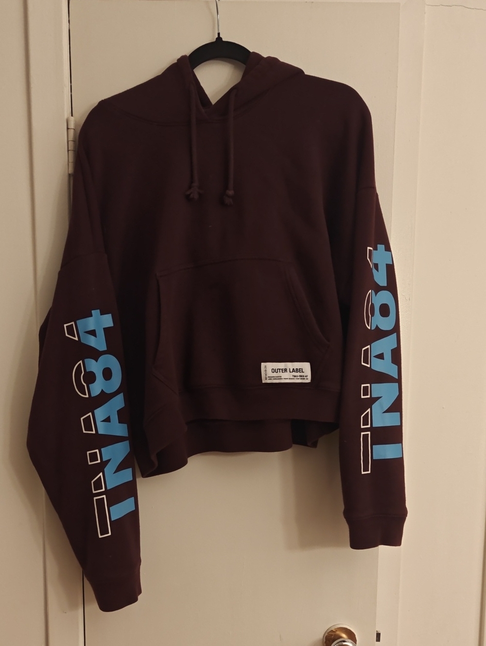 TNA Maroon Cropped Hoodie with Hood